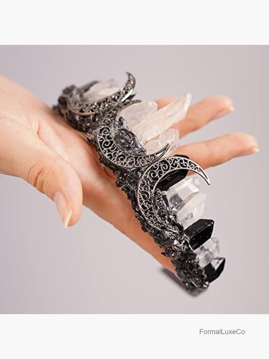 Raw Crystal Quartz Crown Headband Tiara Moon Goddess Witch Halloween Headpiece main image 4